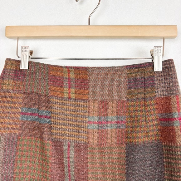 Vintage 90s Brandon Thomas Patchwork Tweed Wool Blend Mini Skirt Sz 26 - Picture 3 of 12